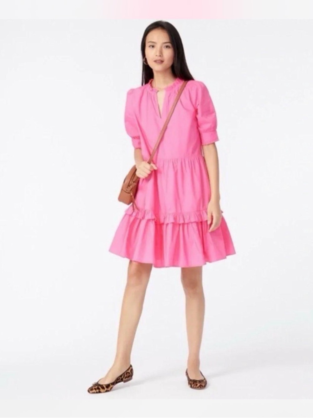 J.Crew Ruffle Neck Tiered Popover Dress, featuring
